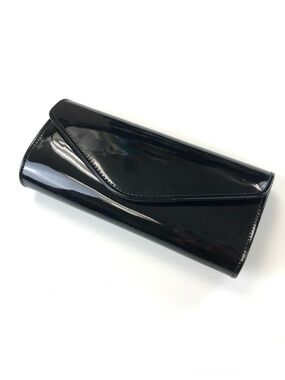 BLACK patent envelope clutch with strap NEW